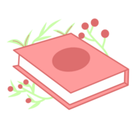 roze boek en bloemen png