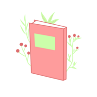 roze boek en bloemen png
