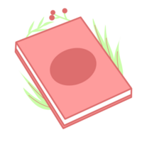 roze boek en bloemen png