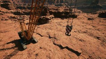 An aerial view of a crane in the desert video