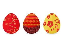chino estilo Pascua de Resurrección huevos vector