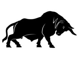 The silhouette of a bull is ready to attack the stock market uptrend on a transparent background vector