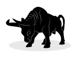 Bull silhouette attack,stock market uptrend On a white background vector