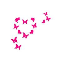 butterflies pink Heart Valentines day card , design on white background vector