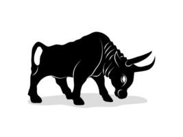 Bull silhouette,stock market uptrend On a white background vector