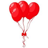 Six red balloons, red ribbon and isolated background vector