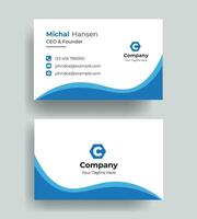 vector corporate Double-sided creative Professional modern simple unique blue minimalist gold elegant business card in red theme