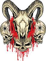 cartel gótico con cráneo de carnero, camisetas de diseño vintage grunge vector
