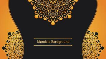 Luxury Yellow and Black Background, with Gold Mandala vector