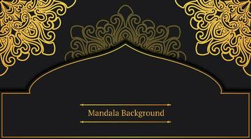 Luxury Yellow and Black Background, with Gold Mandala vector