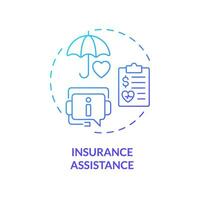 2D gradient insurance assistance icon, simple isolated vector, medical tourism thin line illustration. vector