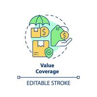 2D editable value coverage icon representing moving service, simple isolated vector, multicolor thin line illustration. vector