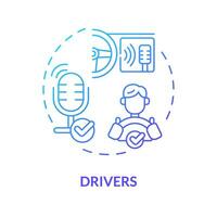 2D drivers thin line gradient icon concept, isolated vector, blue illustration representing voice assistant. vector