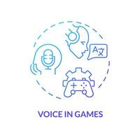 2D voice in games thin line gradient icon concept, isolated vector, blue illustration representing voice assistant. vector