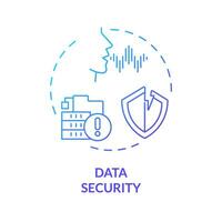 2D data security thin line gradient icon concept, isolated vector, blue illustration representing voice assistant. vector