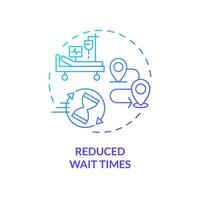 2D gradient reduced wait times icon, simple isolated vector, medical tourism thin line illustration. vector