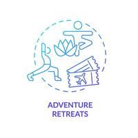 2D gradient adventure retreats icon, simple isolated vector, medical tourism thin line illustration. vector