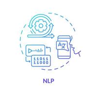2D NLP thin line gradient icon concept, isolated vector, blue illustration representing voice assistant. vector