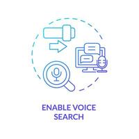 2D enable voice search thin line gradient icon concept, isolated vector, blue illustration representing voice assistant. vector