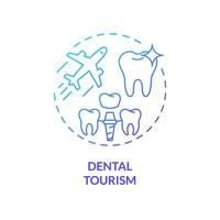 2D gradient dental tourism icon, simple isolated vector, medical tourism thin line illustration. vector