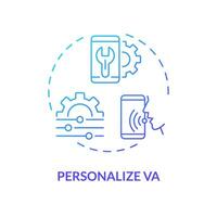 2D personalize VA thin line gradient icon concept, isolated vector, blue illustration representing voice assistant. vector