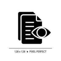 2D pixel perfect glyph style preview document icon, isolated vector, silhouette document illustration vector