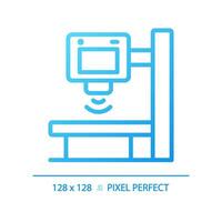 X ray machine pixel perfect gradient linear vector icon. Physical examination. Diagnostic imaging. Radiology scan. Thin line color symbol. Modern style pictogram. Vector isolated outline drawing