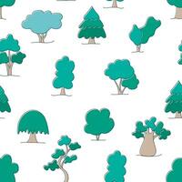 Various trees seamless pattern vector illustration