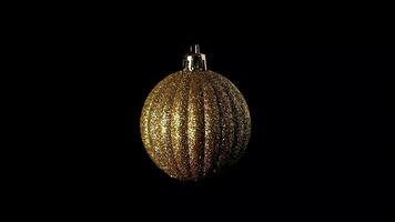 Golden Christmas ball isolate rotate 360 isolated on black background slow motion video