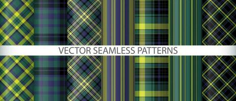Set seamless check texture. Plaid tartan pattern. Textile background fabric vector. vector