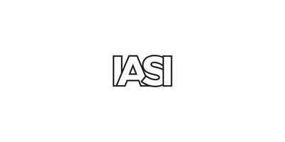 Iasi in the Romania emblem. The design features a geometric style, vector illustration with bold typography in a modern font. The graphic slogan lettering.