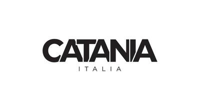 Catania in the Italia emblem. The design features a geometric style, vector illustration with bold typography in a modern font. The graphic slogan lettering.