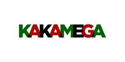 Kakamega in the Kenya emblem. The design features a geometric style, vector illustration with bold typography in a modern font. The graphic slogan lettering.