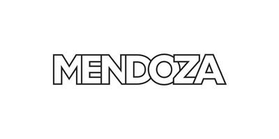 Mendoza in the Argentina emblem. The design features a geometric style, vector illustration with bold typography in a modern font. The graphic slogan lettering.