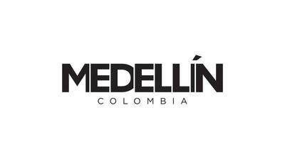 medellin en el Colombia emblema. el diseño caracteristicas un geométrico estilo, vector ilustración con negrita tipografía en un moderno fuente. el gráfico eslogan letras.