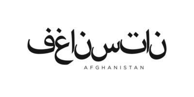Afghanistan emblem. The design features a geometric style, vector illustration with bold typography in a modern font. The graphic slogan lettering.