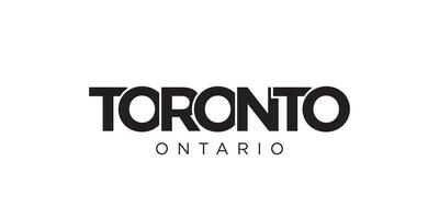 Toronto in the Canada emblem. The design features a geometric style, vector illustration with bold typography in a modern font. The graphic slogan lettering.