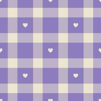 Pattern fabric vector of plaid tartan textile with hearts and a check texture background seamless.