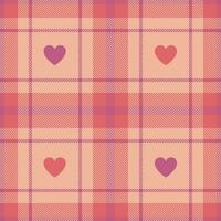 Textile background check of fabric plaid seamless with heart and texture tartan pattern vector. vector