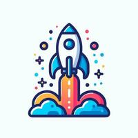 AI generated New it business company filled colorful logo. Innovation business value. Rocket launch simple icon. Design element. Ai art for corporate branding, website vector