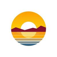 ai generado renovable energía empresa lleno vistoso logo. sustentabilidad negocio valor. puesta de sol lago montañas ilustración. diseño elemento. ai Arte para corporativo marca vector