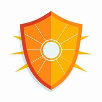 AI generated Renewable energy filled orange logo. Reliability business value. Sunshine inside shiled simple icon. Design element. Ai art for corporate branding, website vector