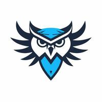 AI generated Software integration filled blue logo. Intelligence business value. Simple minimalist owl icon. Design element. Ai art for corporate branding, website vector