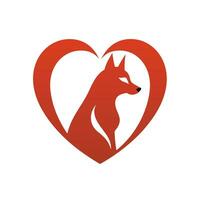 ai generado animal medicina lleno rojo logo. compasión cuidado negocio valor. perro en corazón forma sencillo icono. diseño elemento. ai Arte para corporativo marca vector