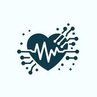 AI generated Medical software solutions monochrome glyph logo. User centricity business value. Digital heart abstract icon. Design element. Ai art for corporate branding vector