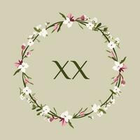 AI generated Farming supplies and agriculture filled colorful initial logo idea. Simple floral wreath design. Letters inside square shape. Graphic design vector