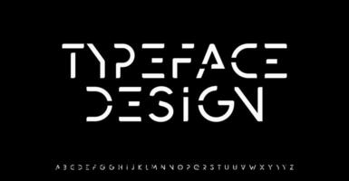 Innovate minimal font for futuristic headline, logo and monogram. Cropped letters for technology product design, innovative tech typographic, space and robot aesthetic design. Vector typeface design.