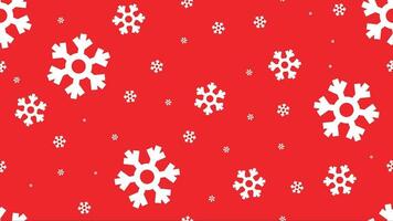 Cute Simple Red Flat Minimalism Falling Snowflakes Looping Animation Blank Horizontal Video Background