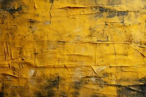 AI generated A yellow surface with scratches, ideal for banners and posters, embodying the concept of autumn. photo