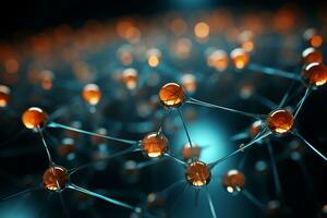 AI generated A conceptual image featuring a molecular atom model, serving as a representation of scientific and medical ideas. photo